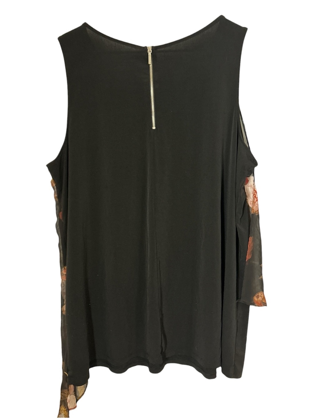 Lane Bryant 22/24 Black Floral Chiffon Asymmetrical Layered Plus Size Tank Top - Picture 3 of 5